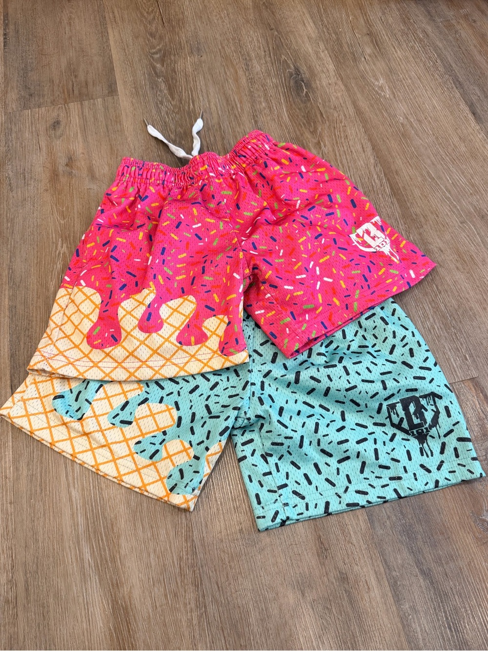 Boys Baseball Lifestyle Ice Cream Print Shorts - Pink & Teal. YS